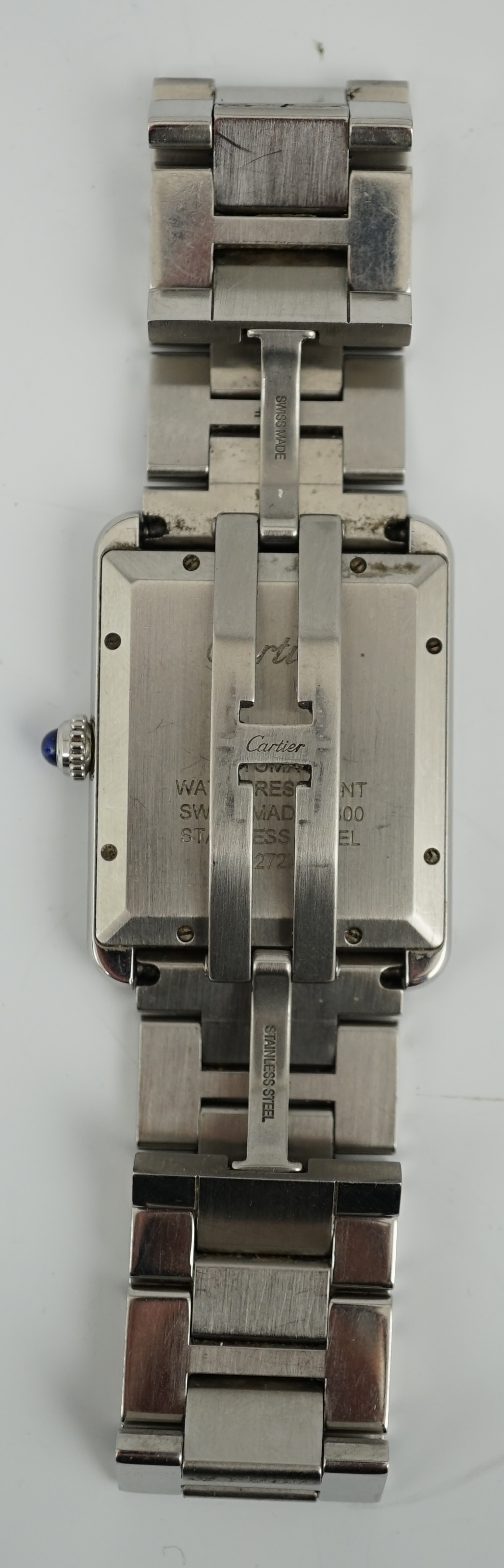 A gentleman's stainless steel Cartier Tank solo automatic wrist watch